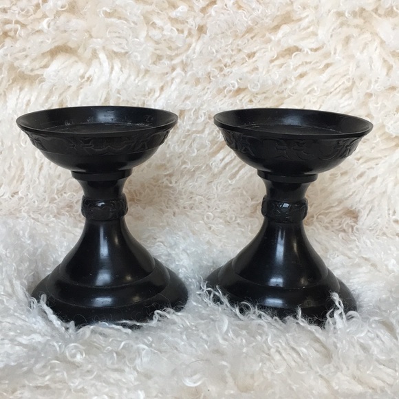 Heavy Pottery Barn Pillar Candle Holder Set of 2 - Picture 1 of 12